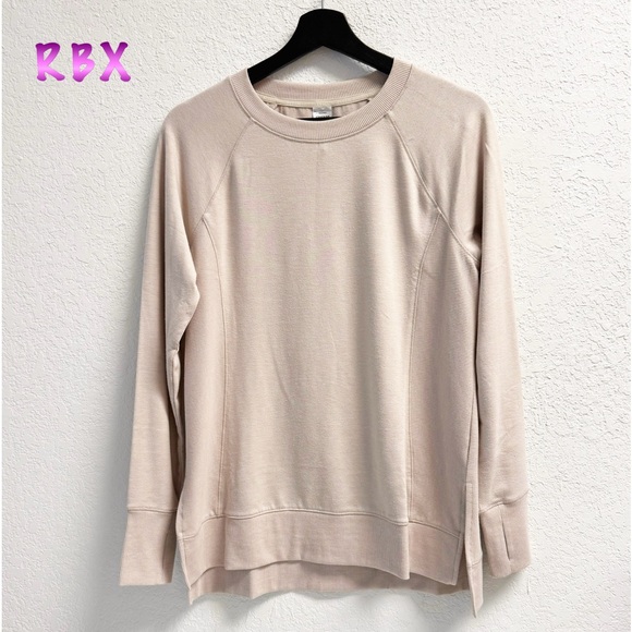 RBX- Tan longline Crewneck oversized Sweatshirt Woman’s SM - Picture 4 of 9